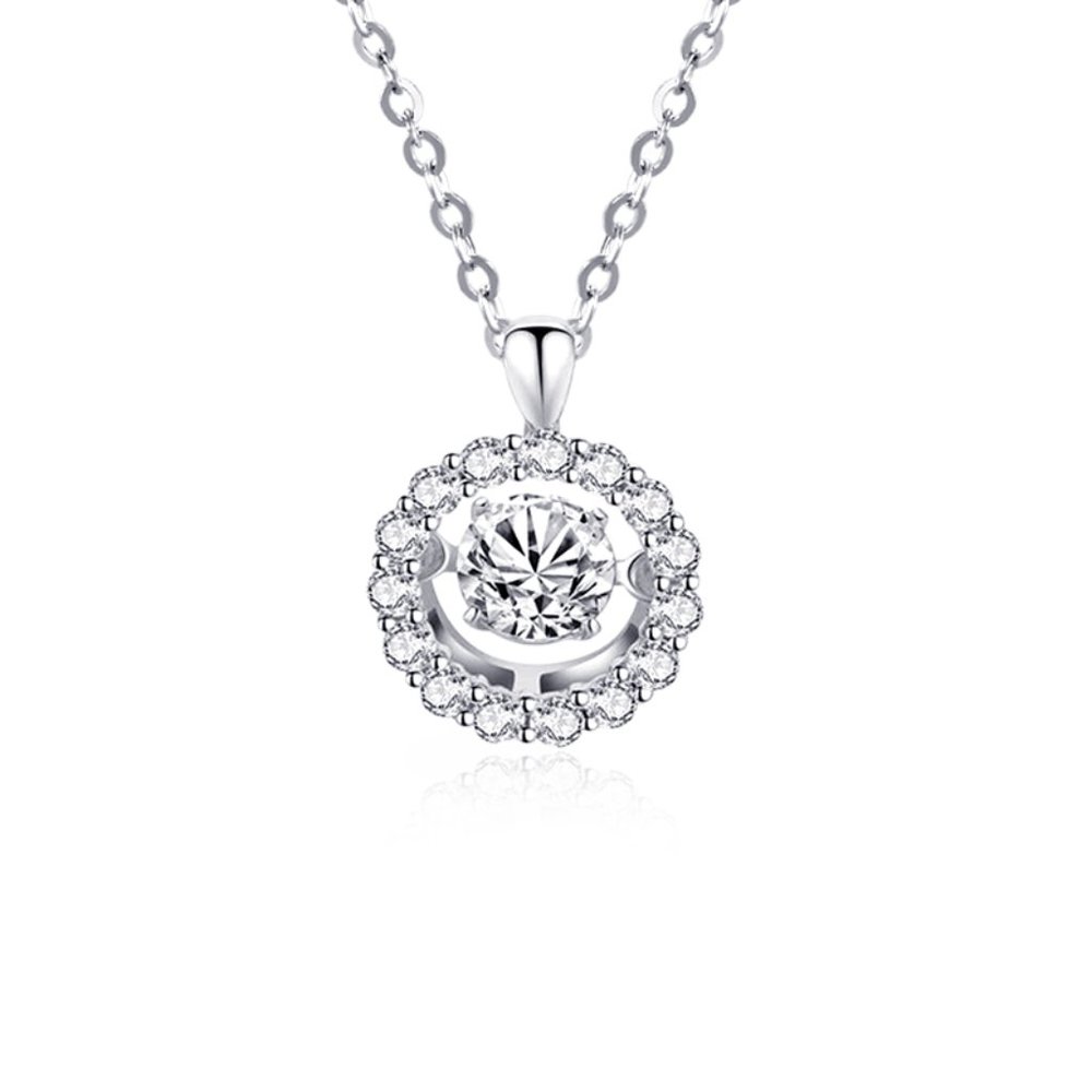 Beautiful Twinkle Moissanite Diamond Necklace with a Halo of Diamonds